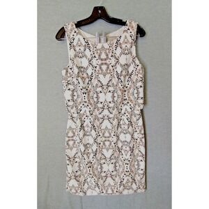 Banana Republic Womens Dress 8 Beige Snake Print Sleeveless Sheath Southwestern